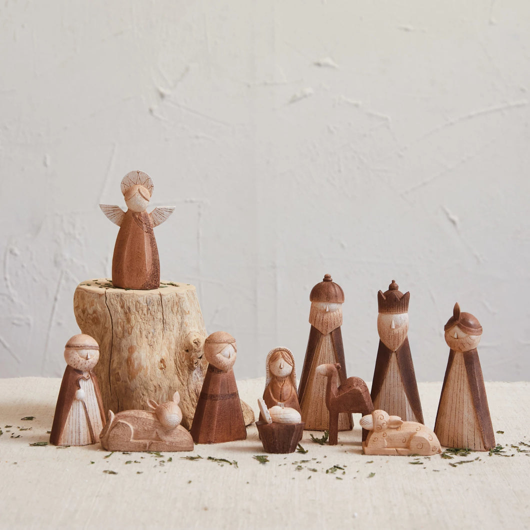 Wood Finish Nativity Set